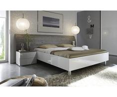 Matelpro-Lit adulte design blanc laqué/gris Stevia-160 x 200 cm