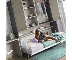 Meubles ROS Lit escamotable et Armoire - 237,8x211,9x59 cm - Chêne/Gris Ardoise