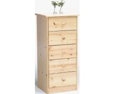 Steens Mario Commode Haute en pin 5 tiroirs Bois Naturel Verni