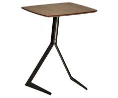 Marque Amazon - Rivet - Petite table dappoint en bois et métal à pieds inclinés et design industriel, largeur 44 cm, Noyer