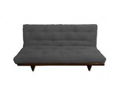 Canapé lit Yokahoma, Wengé, futon Gris, 200x120x24 cm