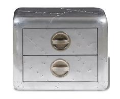 vidaXL Table auxiliaire Table de chevet Aviateur en aluminium 2 tiroirs Vintage