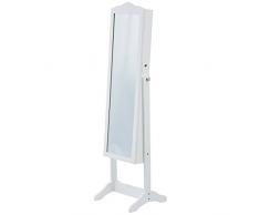 Levivo Armoire à bijoux premium, Bois, Blanc, 48 x 41 x 150 cm