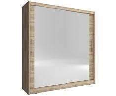 MEUBLO Armoire, Penderie avec 2 Portes coulissantes et Miroir (L x H x P): 200x214x62 Borneo 6 (Sonoma, 200 cm)