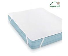 Levesolls Protège Matelas Imperméable 160x200cm Alèse Matelas en Bambou Doux Respirable Protection de lenvironnement Protection Hypoallergénique Contre Les Punaises Acariens Allergènes Bactéries