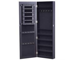 Homcom Armoire à Bijoux Multi-rangements Design Contemporain Mural avec Miroir 37L x 10l x 112H cm Noire