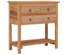 vidaXL Bois de Teck Massif Buffet Armoire de Rangement Meuble de Rangement avec 3 Tiroirs Salon Chambre Maison Intérieur 78x35x80 cm