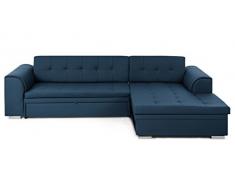 JUSTyou Fortuna I Canapé d'angle Sofa canapé lit Cuir écologique Cuir écologique (lxLxH): 165x270x80 cm Bleu Angle droit