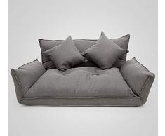 L&B-MR Canapé-Lit Moderne, Largeur Gris Tissé Rivet Ottomane Convertible North End Canapé Moderne À Structure en Bois Visible, Denim,Gris