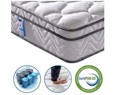 Vesgantti Matelas 140x190 26cm Épaisseur Ressort Ensachés en Mousse Mémoire de Forme Transpirant 7 Zones de Confort CertiPUR-US