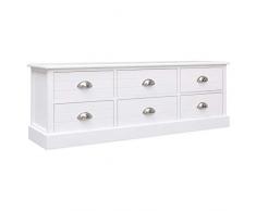 vidaXL Bois Meuble TV Armoire Basse Meuble Divertissement Buffet Commode Meuble Stéréo Salon Salle de Séjour Maison Intérieur Blanc