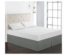 GUOCU Cache Sommier Microfibre, Jupe de lit en Poly Coton Durable,Qualité Deavable Qualité de l'hôtel et Résistance à l'abrasion Gris foncé Super King