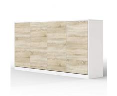 SMARTBett Basic Armoire Lit escamotable Lit Rabattable Lit Mural (Blanc/Chęne Sonoma, 90 Horizontal)