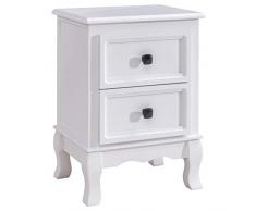 IDIMEX Table de Chevet Elegante Petite Commode de Nuit avec 2 tiroirs au Style Shabby Chic Baroque Rococo Moderne, en Bois de Paulownia lasuré Blanc