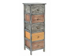 ts-ideen Table de chevet Table de nuit Commode Chiffonnier 5 tiroirs Noir/marron/beige