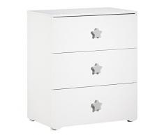 BABY PRICE New Basic Commode à Langer 3 Tiroirs avec Bouton Étoile Gris