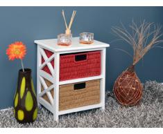 Petite table commode table d'appoint 45 cm avec paniers en beige et rouge étagère