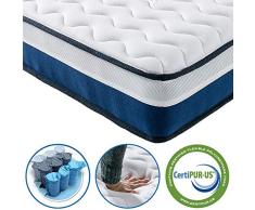 Vesgantti Matelas 140x190 Ressort Ensachés Matelas en Mousse Mémoire de Forme Transpirant 24cm Ferme Épaisseur 7 Zone de Confort CertiPUR-US (Tight Top_Lavande, 140x190)