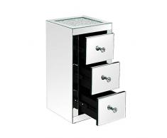 N / A Yangmao Table de chevet miroir moderne avec 3 tiroirs, boîte de rangement pour chambre à coucher, salon 30 x 30 x 60 cm