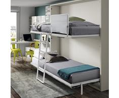 Meubles ROS Lit superposé escamotable - 209,8x211,9x36 cm - Chêne/Blanc