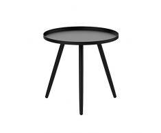 H HOMEWINS Petite Table de Nuit avec 3 Pieds en Métal Noir Matte, Table Basse de Salon Table Basse Ronde avec Rangement Design Moderne