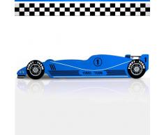 Lit voiture F1 enfant design Formule 1 - bleu - coins arrondis