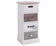 IDIMEX Chiffonnier Salva étagère de Rangement avec 4 tiroirs en Bois de Paulownia Style Shabby Chic Vintage Rustique Blanc