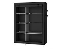 UDEAR Armoire Toile Armoire Vêtements Rangement Organisateur Penderie de vêtement Pliable Noir