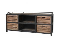 Bahut Enfilade à Tiroir Casier de Style Campagne Industriel Meuble Télé TV en Fer et Bois 170 cm