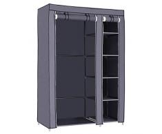 SONGMICS Armoire de Rangement Penderie de vêtement Pliable en Toile XL 110 x 45 x 175 cm Gris LSF007G