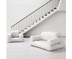 MDS HIPPO, un fauteuil et aussi un sofa, hyper malins qui se transforment en un confortable lit futon d'appoint en quelques secondes - FAUTEUIL HIPPO (taille adulte), Aspect lin/Bouton Gris