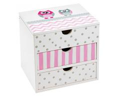 Goldbuch Babyworld Eule 10331 Mini Commode 3 tiroirs Motif Hibou Blanc laqué