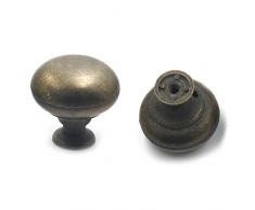 Fujiyuan 5 pcs Bijoux Armoire à tiroirs portes de placard fenêtre Poignée ronde Bouton de placard Laiton DIY, bronze, WidthxHeight:31mm(1.22)x30mm(1.18)