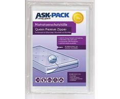 ASK Pack Housse De Protection Matelas Queen Premium avec Fermeture éclair pour Largeur 160cm / 30cm de Haut / 200cm de Longueur - Ultra Solide 120µ