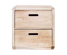 Mobili Rebecca® Table de Chevet Commode 2 Tiroirs Bois Clair Vintage Country Chambre Bain (Cod. RE4147)