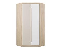 E-MEUBLES Armoire dangle, Penderie avec étagères 2 Portes (L x H x P): 93x194x93 dado Salon entrée pour Vêtements Beige Huron A
