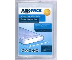 ASK Pack Housse De Protection Matelas Single Premium avec Fermeture adhésive refermable / 100cm de Large / 25cm de Haut/Extra Solide 100µ