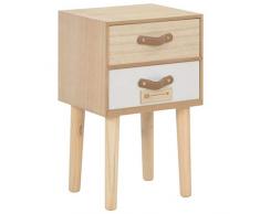 vidaXL Bois de Pin Massif Table de Chevet avec 2 Tiroirs Table de Nuit Armoire de Chevet Commode Bout de Canapé Table Basse Chambre à Coucher 30x25x49,5 cm