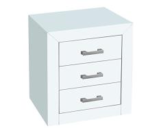 Dogar Kynus laqué Table de Chevet à 3 tiroirs, Blanc