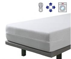 Savel - Housse de Matelas élastique et Respirante | 140 x 190/200 | Protecteur/Couvre-Matelas Ajustable avec Fermeture éclair. Tissu résistant en Coton. Hauteurs de Matelas allant jusquà 30 cm
