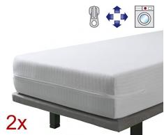 Savel - Housse de Matelas élastique et Respirante | 2X 80 x 190/200 | Protecteur/Couvre-Matelas Ajustable avec Fermeture éclair. Tissu résistant en Coton. Hauteurs de Matelas allant jusquà 30 cm