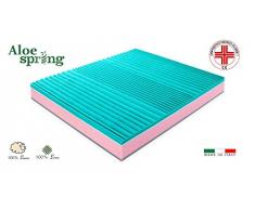 Matelas ressorts ensachés et mémoire de forme Modèle Bar Aloe Spring 26 cm avec dispositif médical de Classe 1 déductible 5 cm à mémoire de forme 7 zones de portance sélectif revêtement déhoussable Laine Lin 3D Full Air