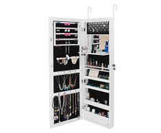 Ezigoo Armoire à Bijoux Verrouillable à Lumières LED – Armoire à Bijoux Murale