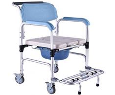 Pliant Fauteuil Roulant Commode 3 en 1 Ancien Chaise Pliante Nuit Toilettes et Douche Siège de Bain Roulant Chaise en Alliage Daluminium Étanche