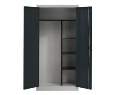 Mauser Armoire métallique à portes battantes - 3 tablettes courtes et penderie aluminium / anthracite - Armoire Armoire métallique Armoire à portes battantes Armoires Armoires métalliques Armoires à portes battantes Armoire