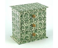 Petite Commode à tiroirs en bois couvert de papier dominoté FLAVIO AQUILINA; cm.16x16x11,5