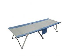 Homecall Lit de camp pliable avec rangement latéral (Gris/bleu)