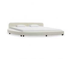 Tidyard Cadre de Lit 180 x 200 cm pour Adult en Similicuir Blanc Design Rond
