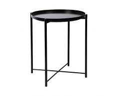 YX-lle Home Table de chevet ronde en métal Table de chevet Table de chevet Table dappoint avec plateau amovible 44 cm Noir
