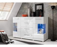 Dusine.fr - Bahut Buffet Profond Crystal laqué Blanc LED